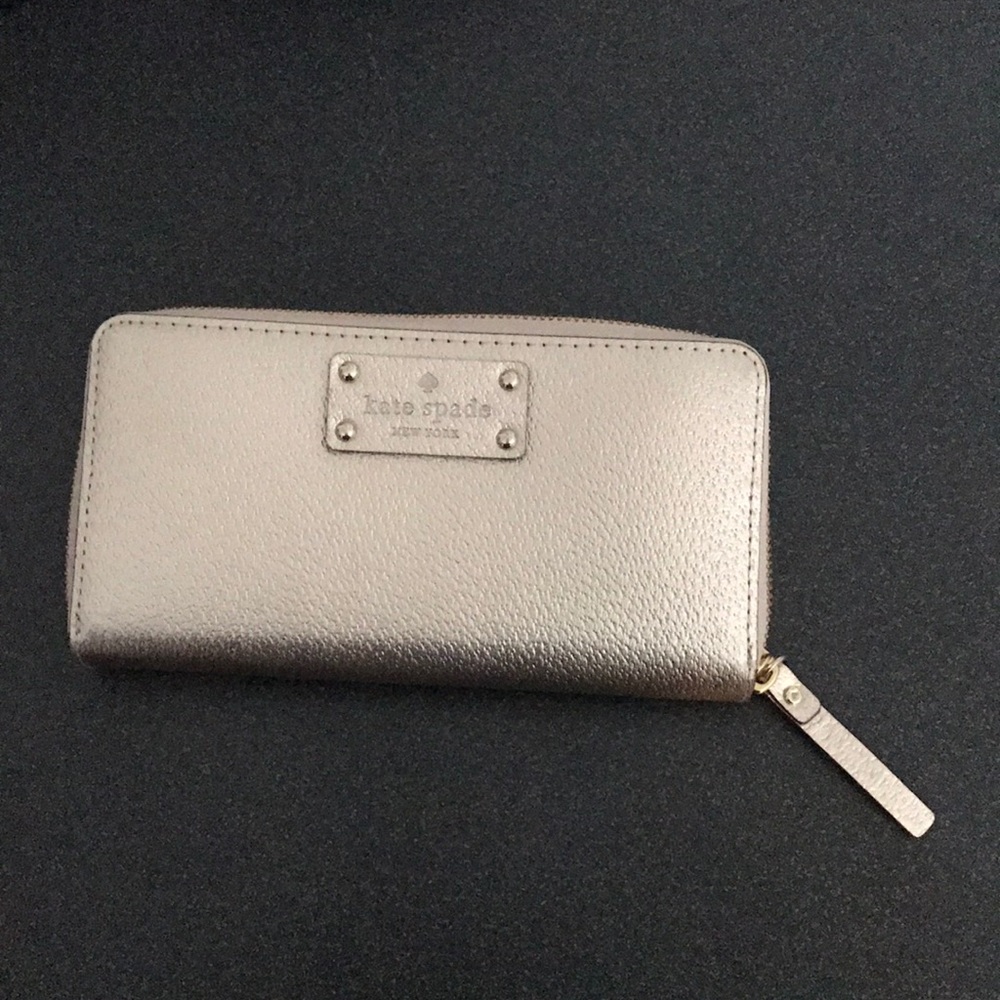 FIRM 🎉Kate Spade Gold/Bronze Wallet Shiny Leather